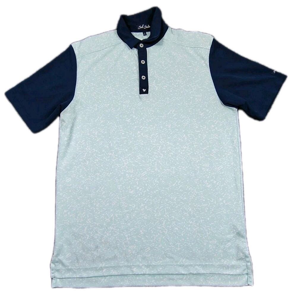 Bad Birdie Polo Shirt Men's Small Blue Camo Golf Performance Stretch Color Block